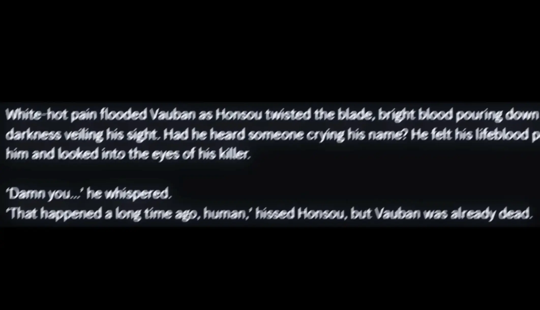 An Imperial Guard commander duels an Iron Warrior transcribed text